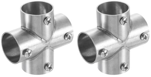 sourcing map 2 connettori a 4 vie per tubi a croce, adatti per tubi con diametro esterno da 25 mm, in acciaio inox, connettori per tubi strutturali a catena