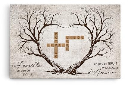 Cadeau Plus Toile Personnalisée Arbre De Famille - Tableau Personnalisé, Tableau Famille Personnalisable, Cadeau Famille Personnalisé, Cadeau Famille Noël, Toile Famille Personnalisé