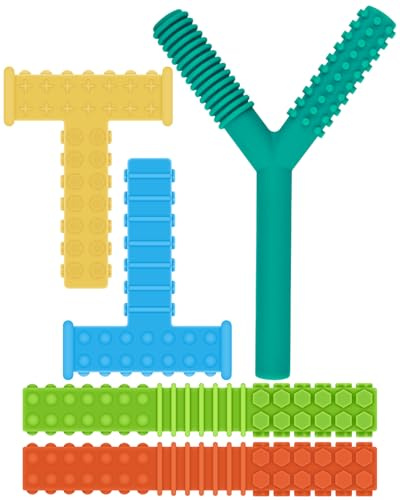 ERKOON 5 Pack Sensory Chew Toys for Autistic Children, Silicone Chewy Tubes Teething Tubes for Autism, Special Needs Developmental Toys Chewy Tool for ADHD, SPD, Oral Motor, Stress Relief