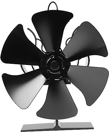 Cabilock Kaminventilator kaminlüfter für kaminofen fireplace fan Holzofen Inline-Lüfter Hitze Ofenwärmebetriebener Leiser Lüfter für Herd Aluminium Black