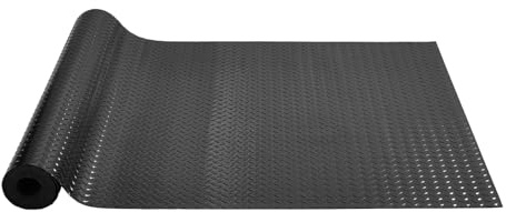VEVOR Rubber Flooring Roll, 4 x 15 ft SBR Diamond-Plate Rubber Mat, 3mm Thickened, Easy to Clean, Customizable Size, Non-Slip Floor Protector Mat for Under Cars, Garage, Warehouse, Industry Gym, Black