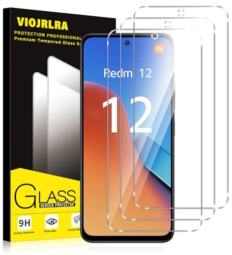 Viojrlra 3 Stück Panzer Schutz Glas für Xiaomi Redmi 12, 9H Härte Schutzfolie, HD Klar Displayschutz, Frei von Kratzern, Anti-Bläschen, Ultrabeständig Folie
