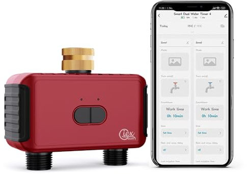 GIEX ZIGBEE 2-Zone Sprinkler Timer GX-03,Smart Irrigation Garden Hose Watering Controller Require TUYA Zigbee Hub, Support TUYA Smart Life
