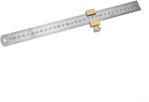 Intelligentes Design Eine Kombination aus einem 30 cm Edelstahl-Messwerkzeug mit einer soliden Markierungsführung aus Messing