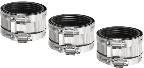 PATIKIL 3 Stück Flexibles Rohrkupplung 3 Zoll Mit Klemmen 304 Edelstahl | No-Hub-Kupplungen, Rohrverbinder, Mit Gummidichtung, Für PVC Und Metallrohre Abwassersystem