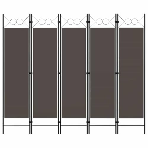 Myheimly 5-TLG. Raumteiler Klappbar Freistehend Trennwand Paravent Umkleide Sichtschutz Spanische Wand Raumtrenner Anthrazit 200 x 180 cm