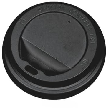 Tapa negra para vaso térmico 8 oz – Ø80 mm – Pack de 1000 unidades – Tapas desechables para café para llevar – Tapas con orificio para beber