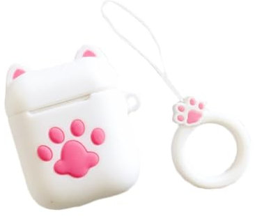 iplusmile Estuche Carga Auriculares Funda Silicona Patita Gato Protectora Anillo Fácil