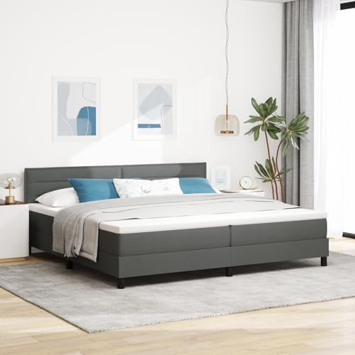 Teenpull Boxspringbett 200x200 cm, Dunkelgrau Stoff, mit Matratze & Topper, Modernes Design, Robuster Holzrahmen, Queen Size Schlafzimmer Möbel