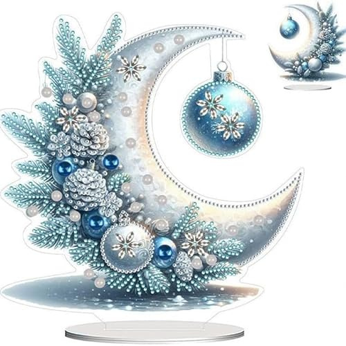 JPWPFAA Diamond painting deko Mit Ständer, 5D DIY Mondlicht Diamantmalerei, Einfach und leicht zu bedienen, Diamant Malerei Stehend Kunst Set für Erwachsene Hausgeschenk Deko