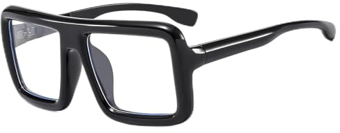 Wcawnlt Hornbrille Schwarze Nerd Brille Ohne Stärke Mit Blaulichtfilter, Modisches Eckiges Design In Klassischem Schwarz, Für Damen Und Herren Geeignet Für Alltag, Cosplay, Bühne Und Party