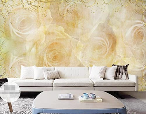Fototapete 3D Tapete Vintage Rosen Golden Tapeten Vliestapete Wandbilder Wanddeko Wandtapete -songqians-24203-200cmx140cm