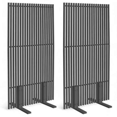 IDMarket - Lot de 2 paravents extérieurs ajourés Claustra décoratifs | En métal gris anthracite, 80 x 150 cm