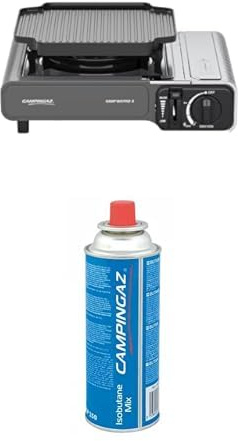 Campingaz Camp Bistro 3 Fornelli Piastra Combo 2200W Portatile con Custodia + Cartuccia Gas CP 250 con Valvola