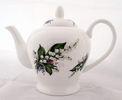 Lily of the Valley Teapot Fine Bone China 20oz Lilies Teapot Hand Decorated in the UK
