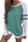 Famulily Women's Long Sleeve Baseball Tee Shirt Crew Neck Colorblock Striped Tops(Green,XX-Large)