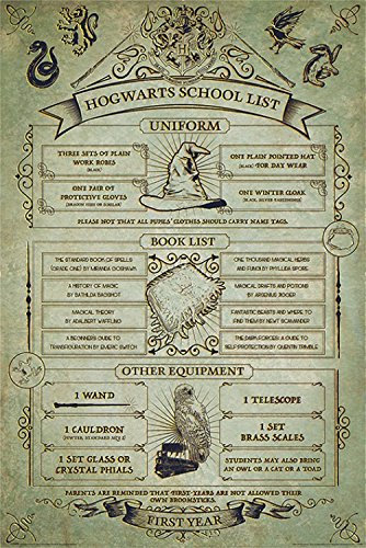 Harry Potter Poster Hogwarts, Schulliste Plakat | Bild 91x61 cm