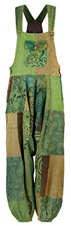 Wicked Dragon Patchwork Harem Dungarees (Green, L/XL)