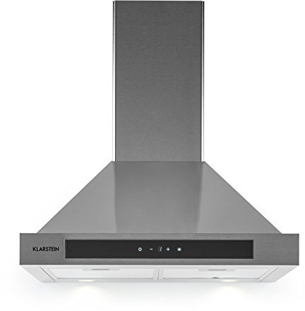 Klarstein Zelda 60 Campana extractora - Extractor de pared, 60 cm, 3 niveles, Capacidad máx 620 m³/h, Panel táctil, Temporizador hasta 5 min, Vidrio de seguridad, Acero inoxidable, Plateado