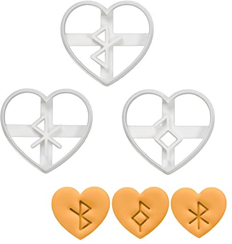 3er Set Nordische Rune Ausstechformen (Formen: Heilungssymbol, Gesundheit, & Liebe), 3 Teile, Bakerlogy