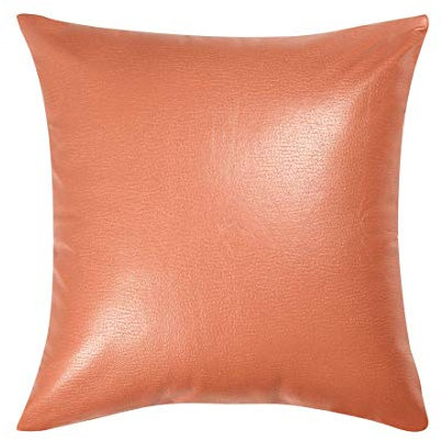 N/A Kissenhülle quadratisch aus Kunstleder, dekorative Kissenhülle für Sofa, langlebig, 18 x 18 Zoll, Orange