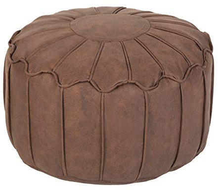 Loft 25 Sitzsack Fußhocker Pouffe | Superweicher Kunstleder Stoff | Dekorative und Bequeme Fußstütze | Fußhocker für Wohnzimmer | Fußhocker im marokkanischen Stil (Arizona Braun)