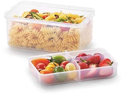 Lock & Lock Frischhaltedosen aus Kunststoff – eckig – Lunchbox mit Trennfach – 1,4 l