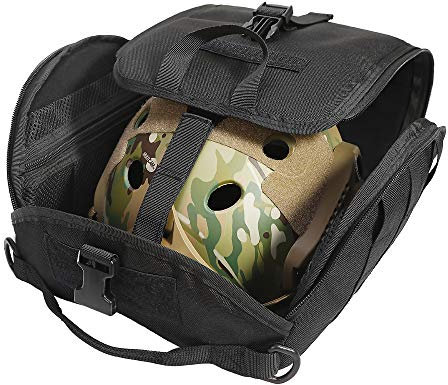 WLXW Taktische Helmtasche, Gepolsterte Aufbewahrungstasche Für Airsoft-Helm, Motorradhelm, Molle-Helmtasche Packung Ant-Scratch Desigh Mit Aufbewahrungsvliesfutter,Schwarz