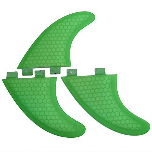 Haokaini FCS Thruster Fin Set Surfbrett Fin Green FCS G3 G5 G7 Surf Finnen Surfboard Fiberglas Tri Set Thruster Surfboard Fin Thruster Finuster Finnen Future Surfing Green