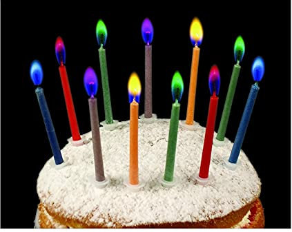 10 Coloured Flame Candles Birthday Party Cake Topper Decoration Multicolour