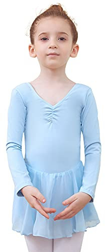Tancefair Ballettkleidung Ballettkleid Mädchen Balletttrikot Kurzarm Langarm Ballettanzug Tanzkleid Tanzbody mit Chiffon Rock Tütü