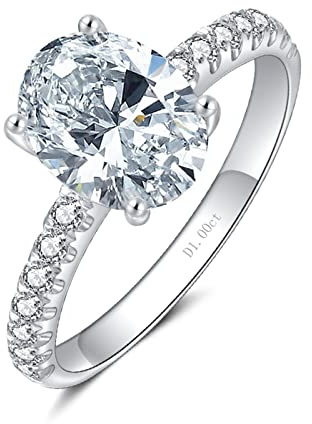 BEBEWO Echtgold 9/14/18K Verlobungsringe für Damen Weißgold Rosegold Gelbgold Moissanit Oval Haloring Ewigkeitsring
