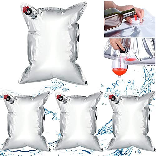 Wasserbeutel, 4X 5 Liter Faltbarer Wasserkanister Wassersack mit Hahn, Prepper Wasser Notfallvorsorge Beutel, Notwasserbeutel Wasserbehälter Wassertank sind frei im Raum lagerfähig für Wandern Camping