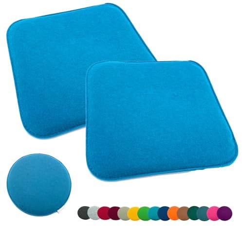 heimtexland ® 2er Pack Sitzkissen Filz Stuhlkissen Bodenkissen Polster Stuhlauflage Indoor Outdoor Kissen eckig Typ631 Filzkissen Aqua 35x35 cm 2 Stück