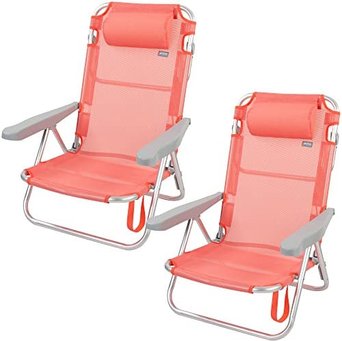 AKTIVE Set 2 Sillas Pleg Alu 5pos 60x47x83cmc/cojin-flamingo