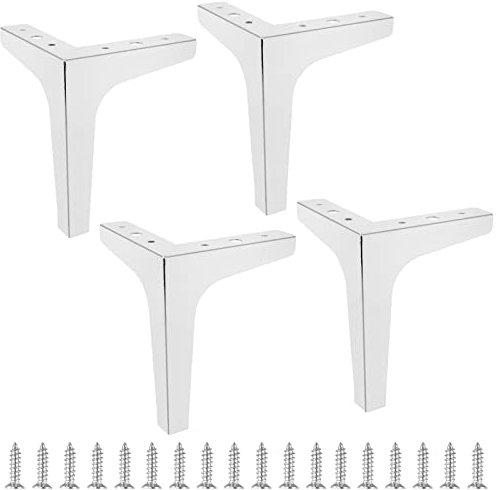 Bivethoi 4 Inch / 10cm Furniture Legs Set of 15, Polished Chrome Metal Sofa Legs Modern Dresser Feet, Triangle Couch Feet Shelf Replacement Legs for Cabinet Cupboard Table Bookcase Wardrobe Ottoman