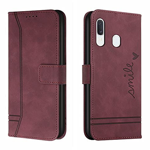Trugox Handyhülle für Samsung Galaxy A40 Hülle Klappbar Klapphülle mit Kartenfach Handytasche Handy Schutzhülle Tasche Leder Wallet Flip Case Slim Book Cover - Bordeauxrot