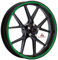 Autodomy Felgenrandaufkleber Komplettset für 2 Räder von 15 bis 19 Zoll Felgen Motorrad Auto Circular Sport Design (Grün, Breite 10 mm)