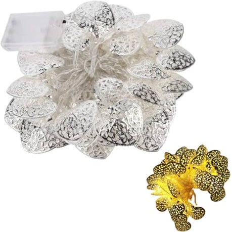 Beufee Heart Fairy Lights, 8.2 Ft 20 Led Heart Shaped String Lights Fairy Lights Decorative Light Copper Wire Fairy Lights for Party Christmas Decorations(Silver)