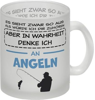 In Wahrheit denke ich an Angeln Glas Tasse als lustige Geschenkidee für Kollegen, Freunde und Familie, die total auf Angeln abfahren Glas Tasse Der Glas Tasse ist eine