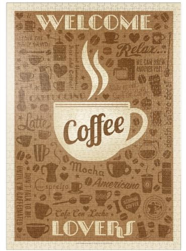 MyPuzzle Kaffee-Muster, Vintage Poster - Premium 1000 Teile Puzzle - MyPuzzle Sonderkollektion von Anderson Design Group