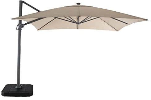 Harbour Lifestyle Ares 3m Square Cantilever Parasol with Solar powered LED Lights in Beige
