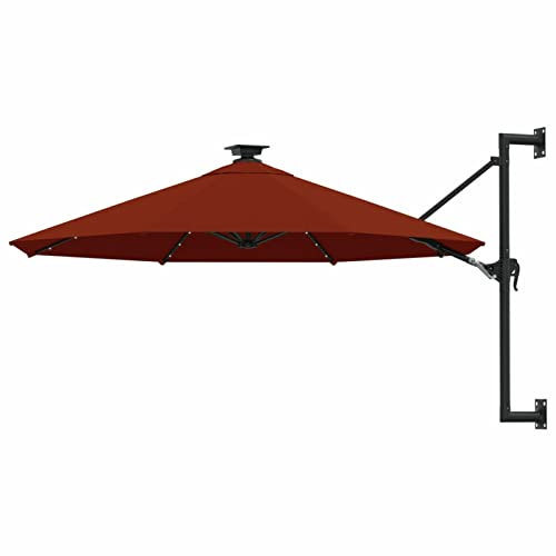 Tidyard Ombrellone Parasole,da Parete,Palo in Metallo,3 m,con Luci LED,da Sole,Ombrellone a Muro,Ombrellone da Giardino,Patio,Ombrellone da Terrazzo,Ombrellone da Balcone,da Esterno