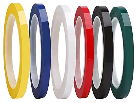 WUDQIJI Whiteboard Klebeband 6 Rollen 5mm x 66 m Whiteboard Tape Whiteboard Graphic Chart Tape Whiteboard Gridding Tape Selbstklebend Grafikband 6 Farben für Kunst Markierung Handwerk(5mm)