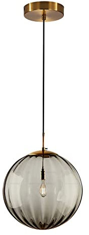 KCO Lighting Mid Century Moderne Globus-Pendelleuchte, Rauchgrau, Mini-Vintage-Glas-Pendelleuchte, 1-flammig, Einzelkugel-Kronleuchter, Bauernhaus, Küche, Insel-Leuchten (Rauchgrau, 20 cm)