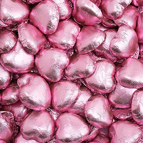 Italian Options Milk Chocolate Foiled Hearts, 200 Chocolates, Pink Foil