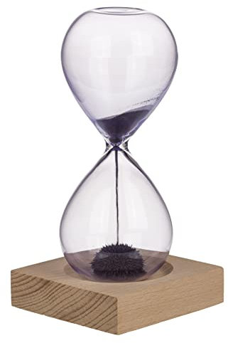 Magnetische Sanduhr mit farbigem Eisensand und elegantem Holzsockel, modernes Wohnaccessoires, Geschenkidee, 1 Minute Countdown Timeruhr Zeitmesser Glas-Dekoration 16 cm hoch (violetter Sand)