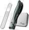 FVION Nail Clipper for Thick Toenail and Fingernail, Wide Jaw Nail Clippers with Crystal File, Large Toe Nail Clipper with Catcher for Men Women, Nail Cutter Set(Green)