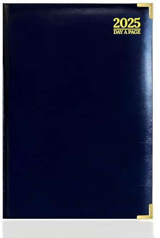 G4GADGET Luxuriöser Terminplaner 2024, A4, ein Tag pro Seite, gepolsterte Vorderseite und fester Einband, vergoldete Kanten, Blau