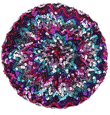 Baskenmütze Damen Pailletten Mütze Glitzer Barett Beret Kopfbedeckung Party Franzosenmütze Disco Damenmütze Paillettenmütze Karneval Kostüm Zubehör Damen Baskenmütze mit glitzernden (Wine, One Size)